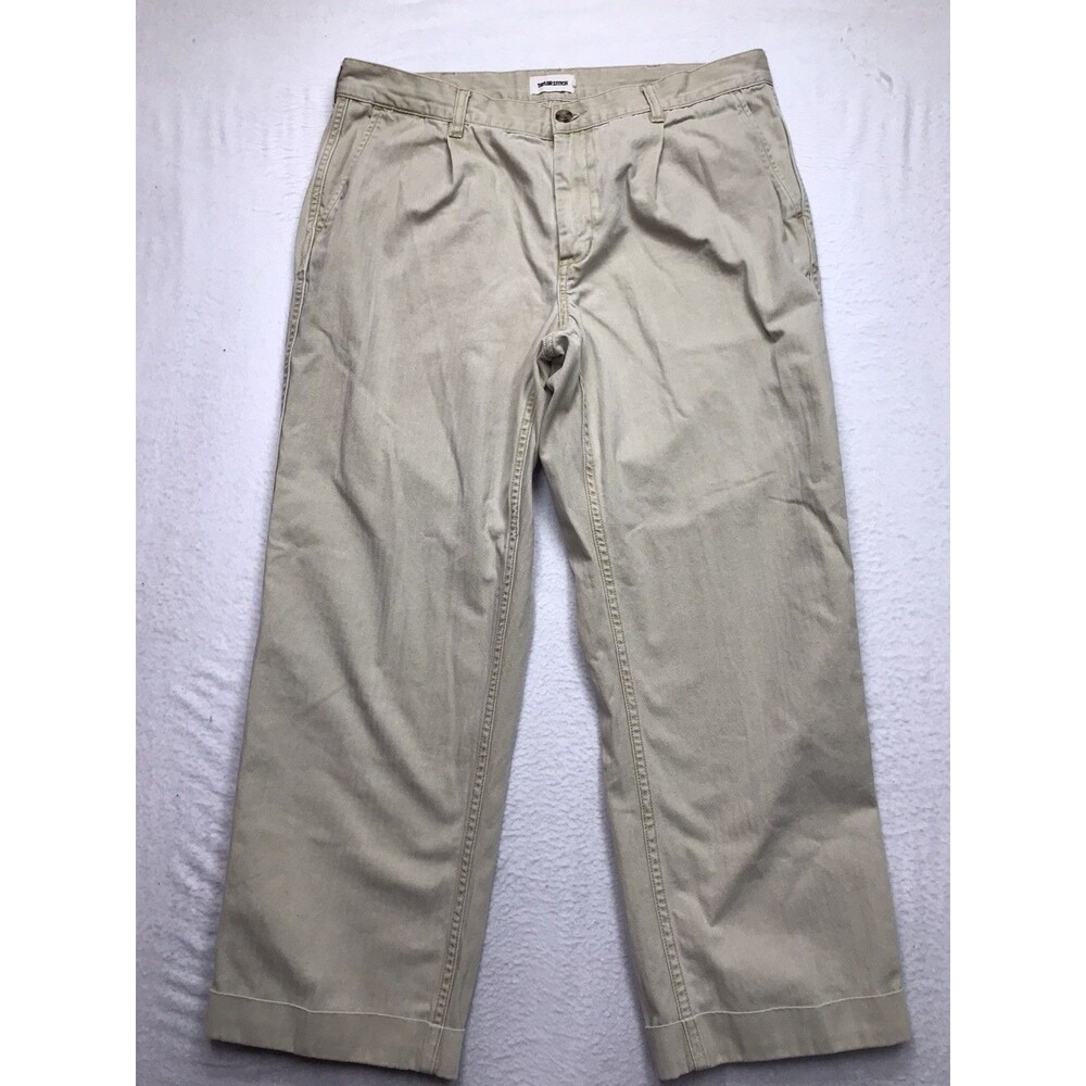 TAYLOR STITCH Foundation Pant Men 36x28 (cuffed 1.5") Herringbone Khaki